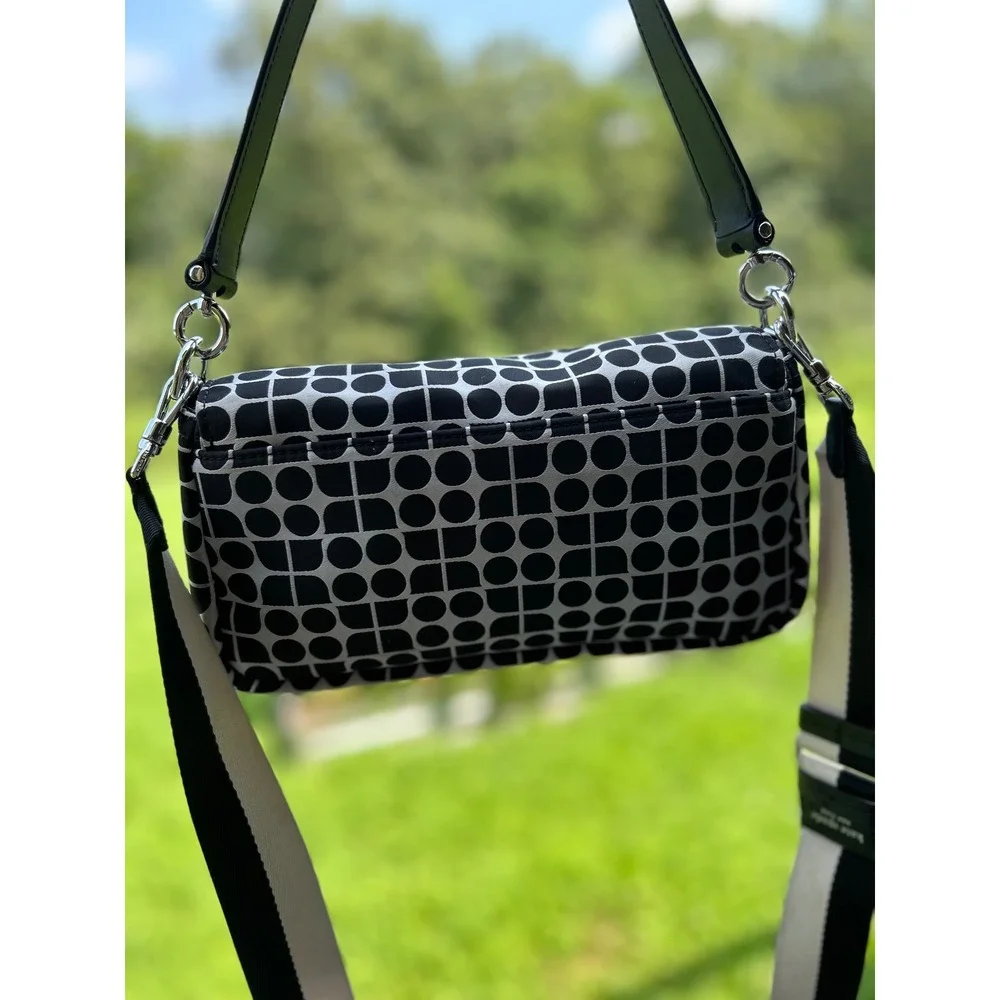 Kate Spade Noel Jacquard KF864 Convertible Crossbody Shoulder Bag Black
